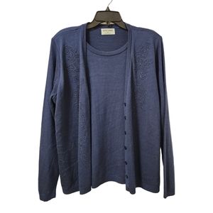 Alfred Dunner Women’s M Layered Cardigan Sweater Beaded Vintage